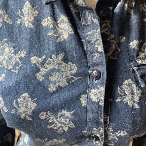 ASOS Denim Floral Print Denim Dress Size S - Picture 2 of 4